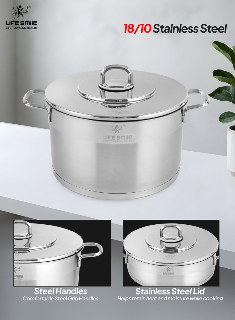 Life Smile 8-Piece Stainless Steel Cookware Set with Lids -20/24/28cm Casseroles, 28cm Shallow Pot,Multi-Size Cooking Pots - Image 4